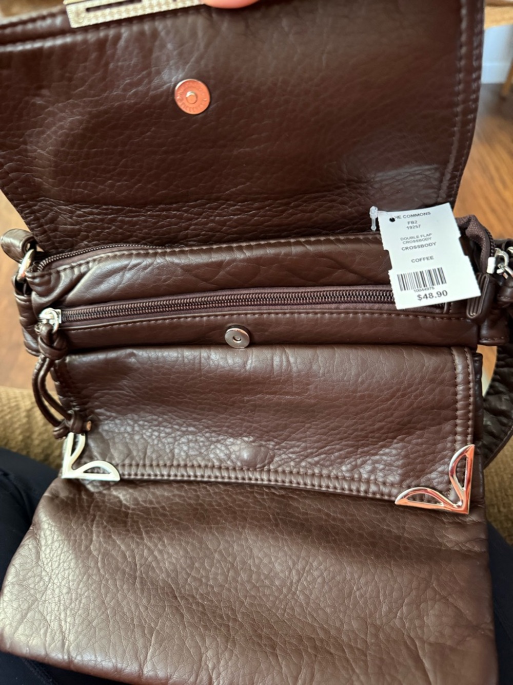 Leather Crossbody Bag in Dark Brown - Picture 2 of 4